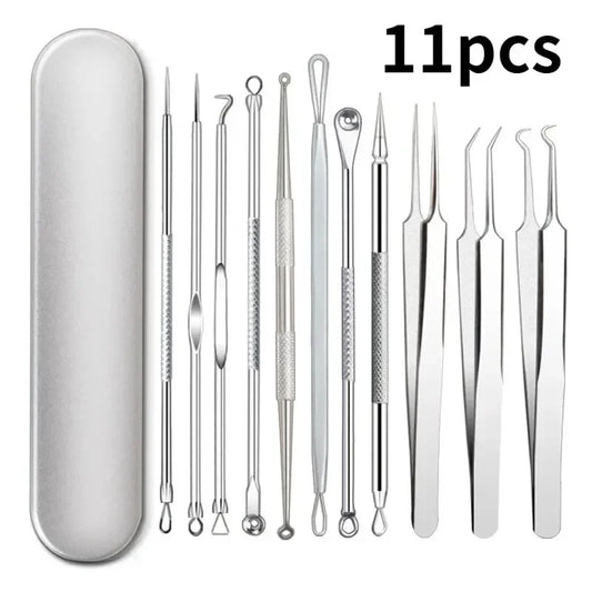 11Pcs Acne Needle Professional Tweezers